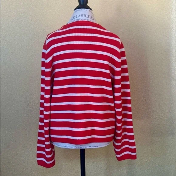 J. Crew “Emilie Sweater Lady Jacket” Red/Cream Stripe Size XL EUC! - Picture 6 of 8